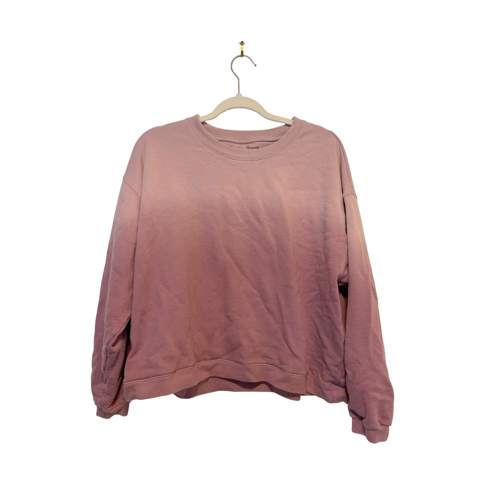 Madewell Womens Large Ombre Dip Dye Sweatshirt Mauve Pink Relaxed‎ Fit Boxy L